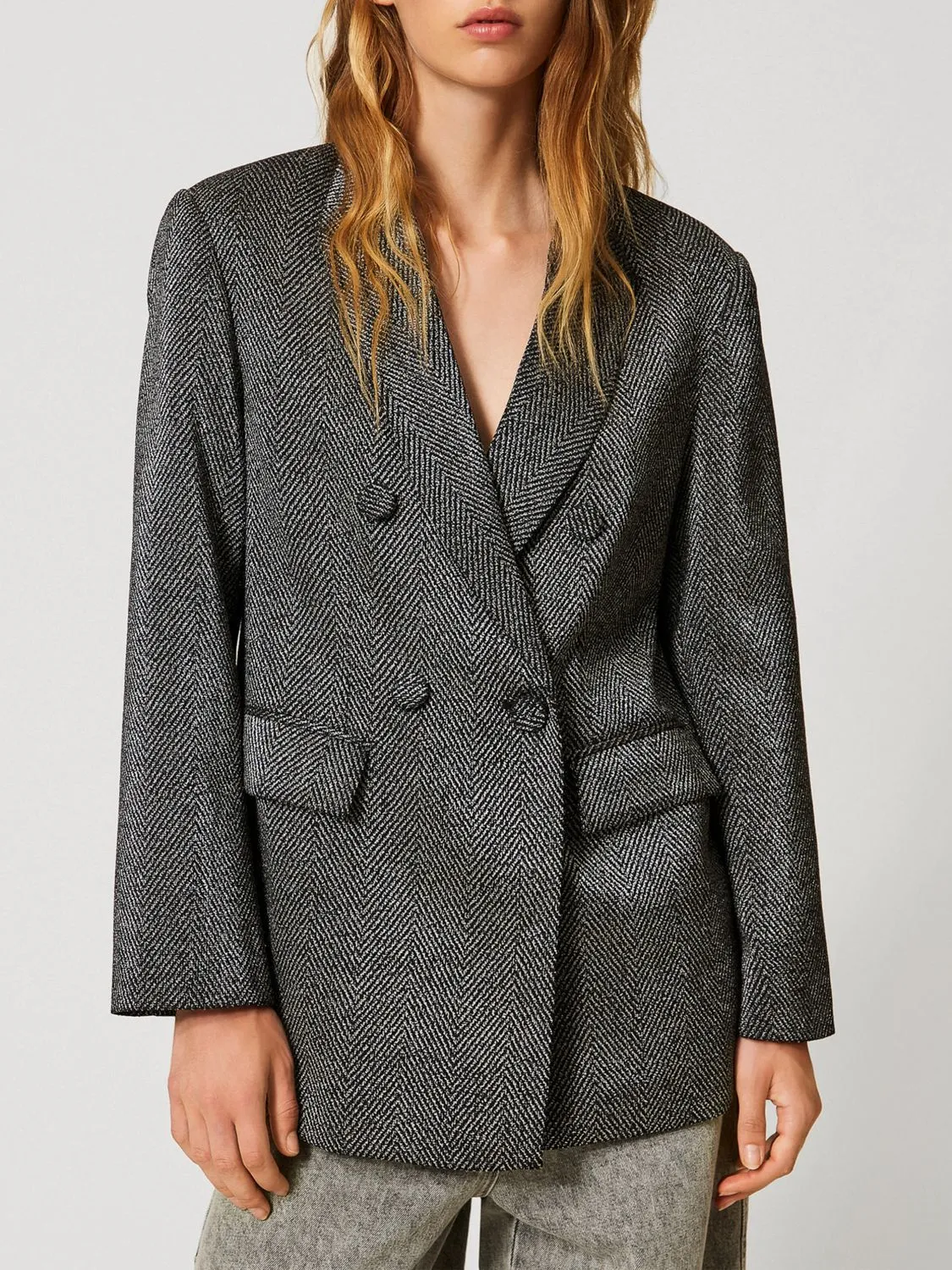 Blazer doppiopetto Twinset in crêpe