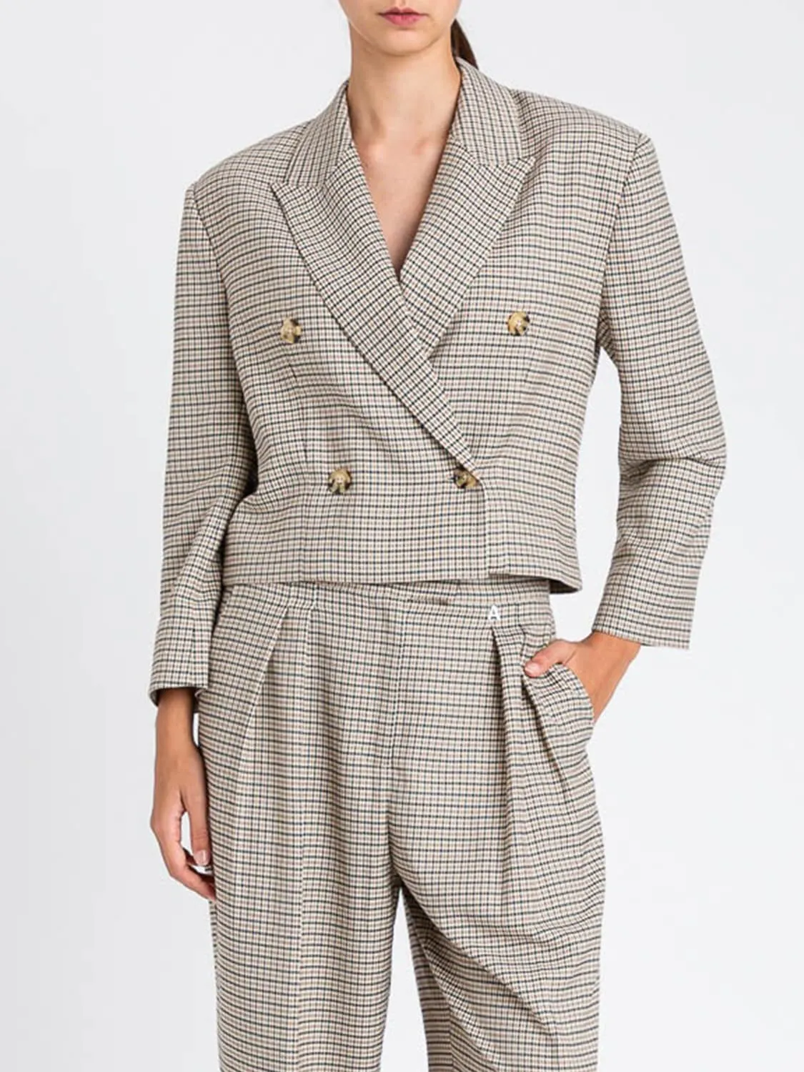 Blazer Twinset Actitude in misto viscosa check