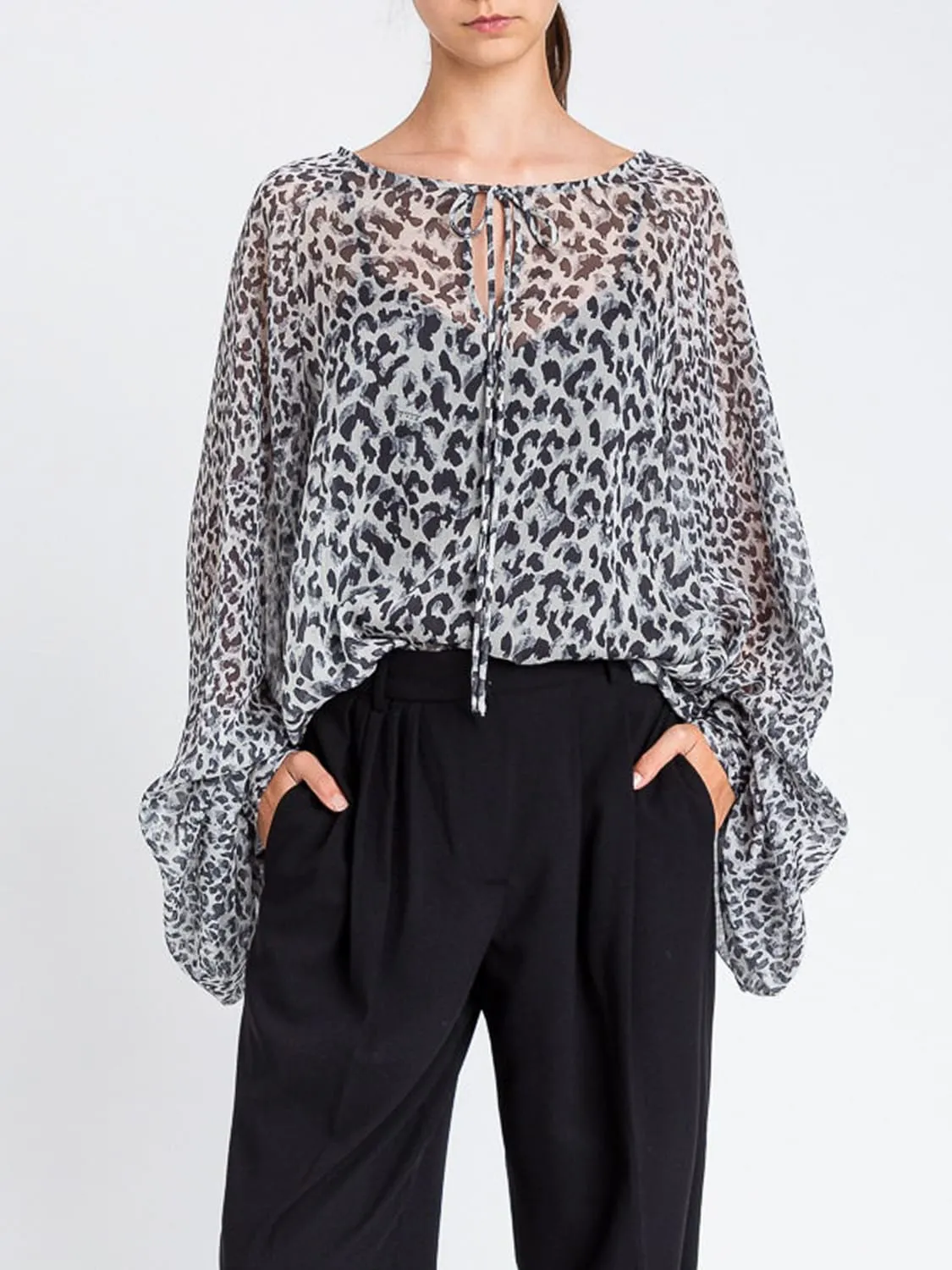Blusa Twinset Actitude in crêpe animalier