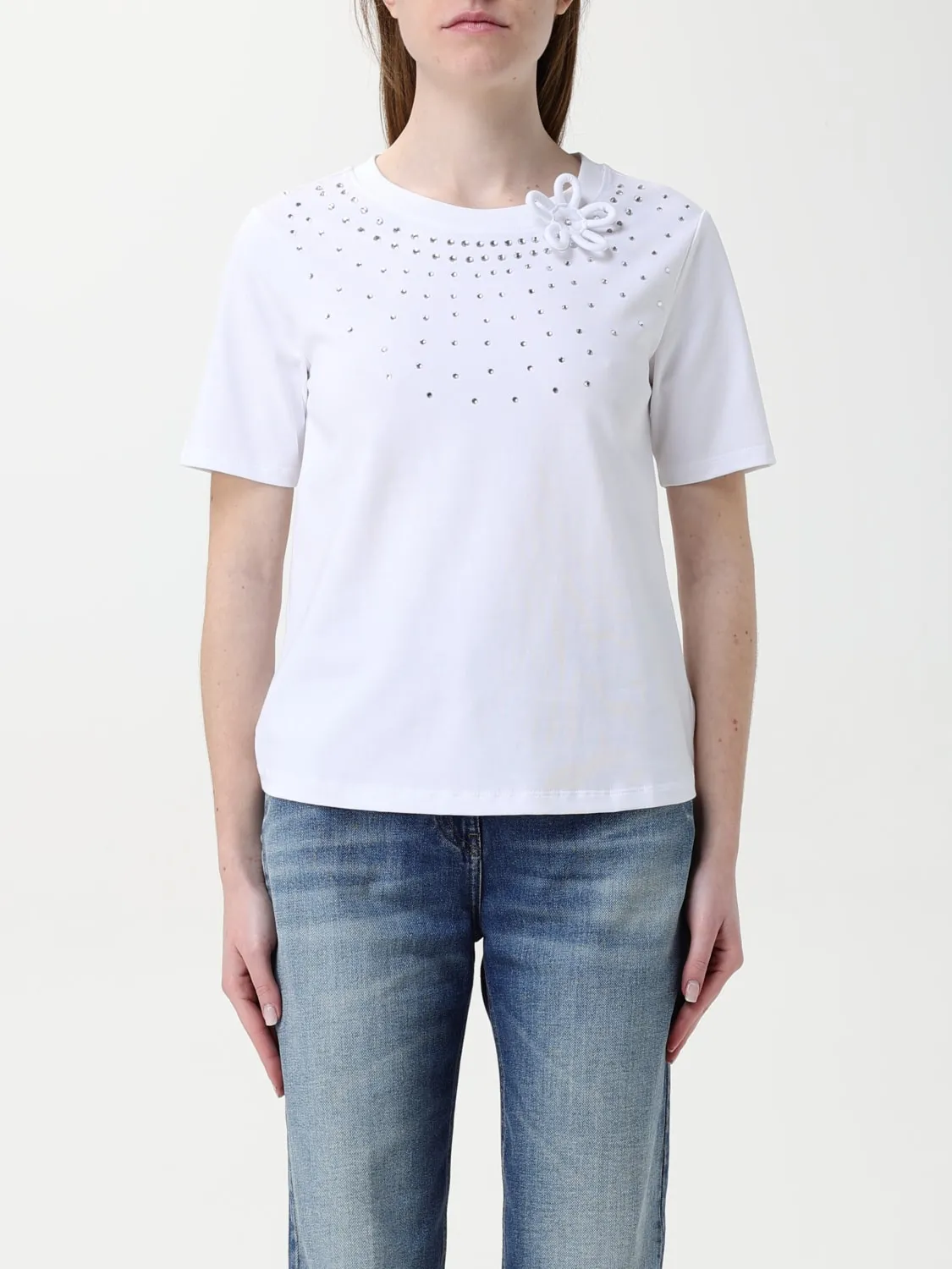 T-shirt in cotone con strass Twinset - Actitude
