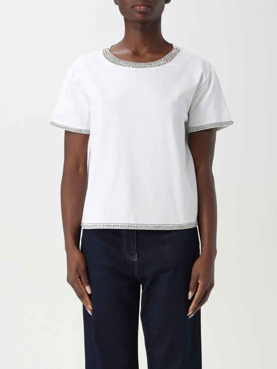 T-shirt in cotone con profili gioiello Twinset - Actitude