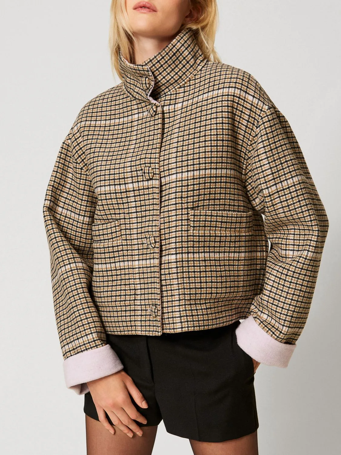 Giubbotto reversibile Twinset Actitude in misto lana