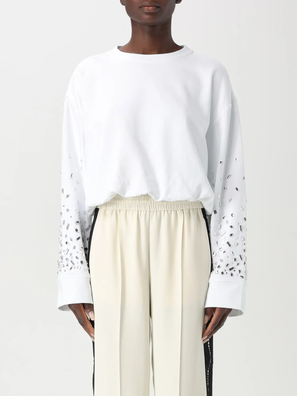 Felpa crop Twinset - Actitude con cristalli all-over