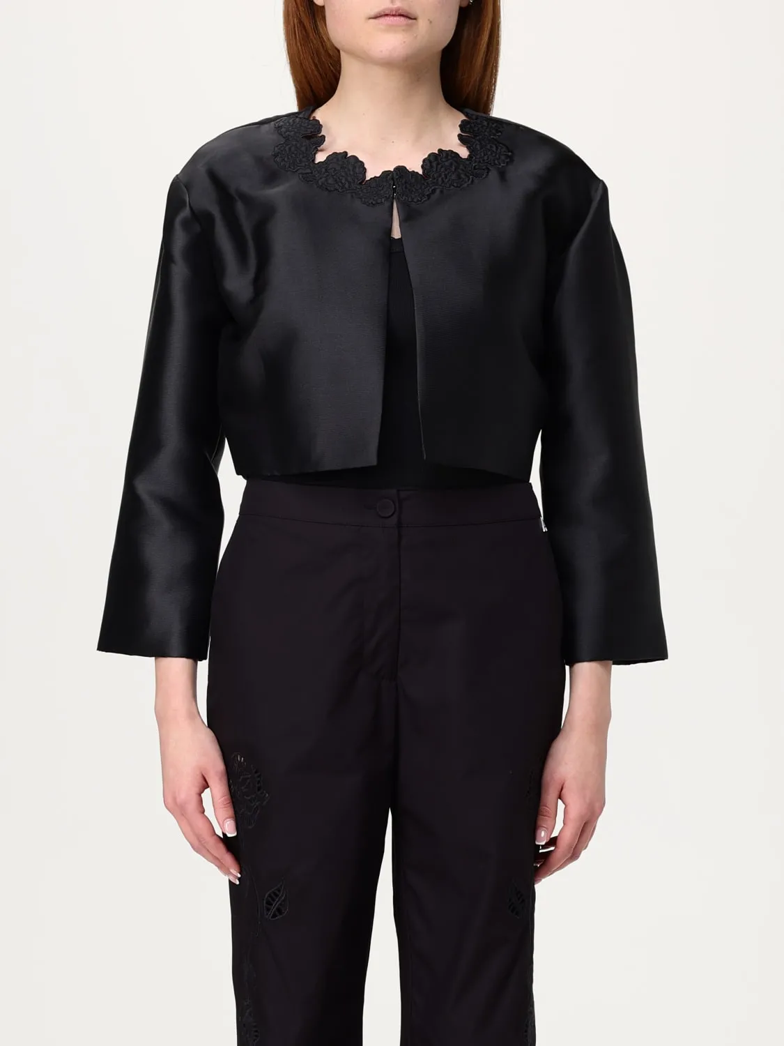 Giacca Twinset - Actitude in raso con inserti in pizzo