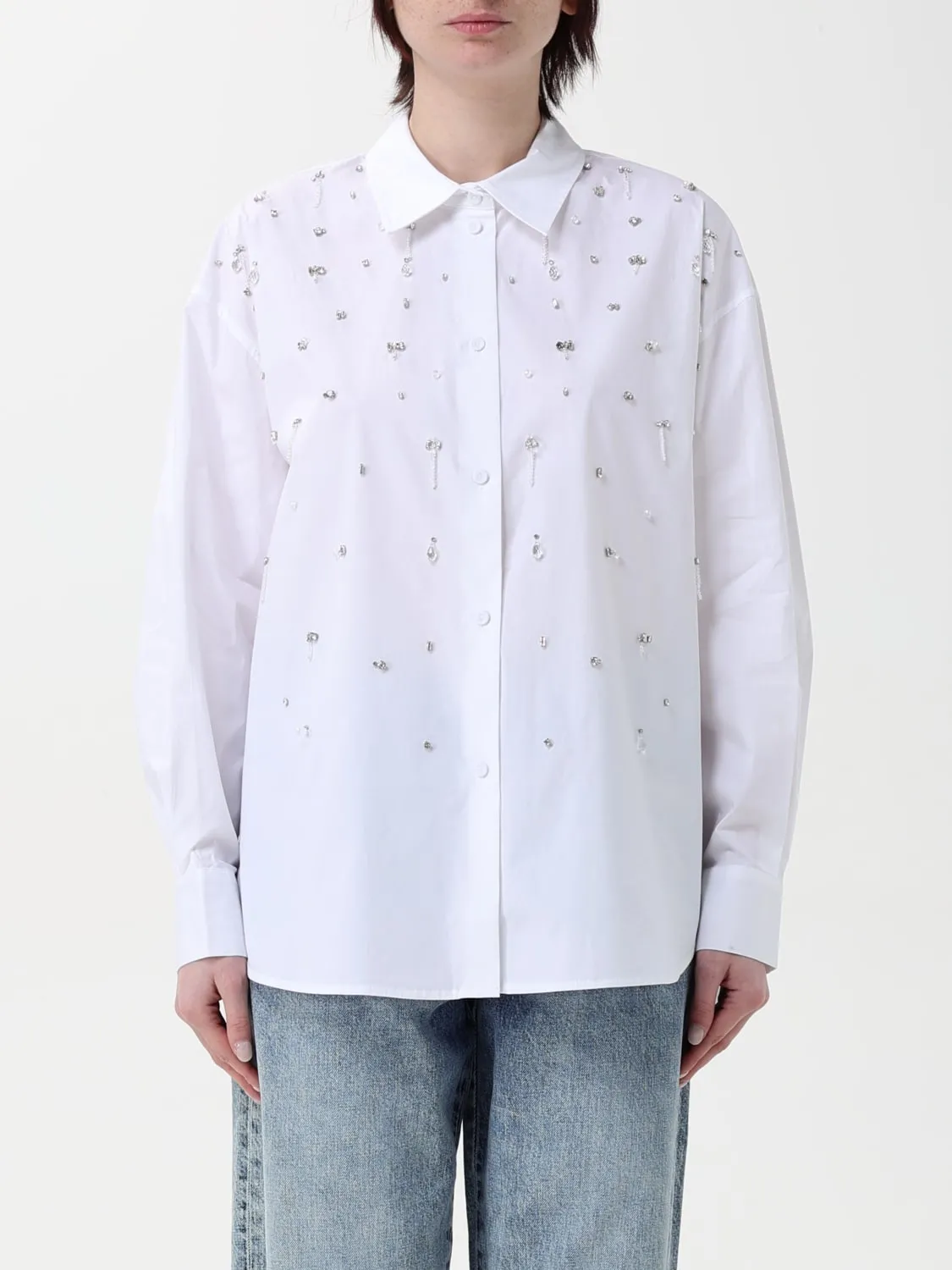 Camicia Twinset - Actitude in misto cotone con strass