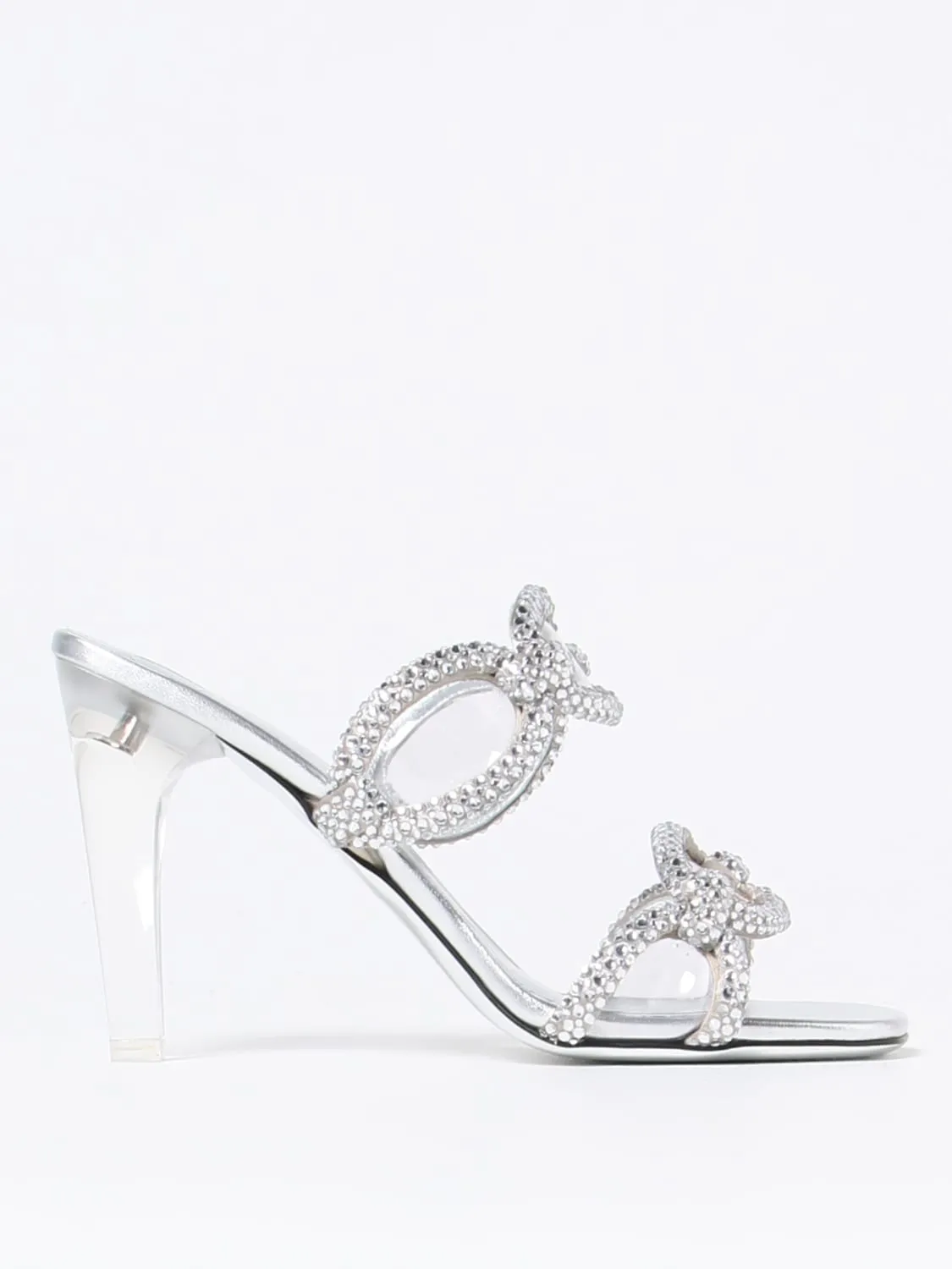 Sandalo Valentino Garavani in satin con cristalli di strass all over