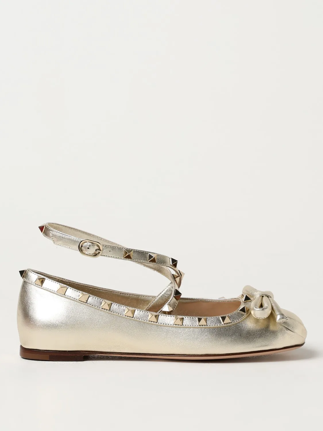 Ballerina Rockstud Valentino Garavani in nappa laminata