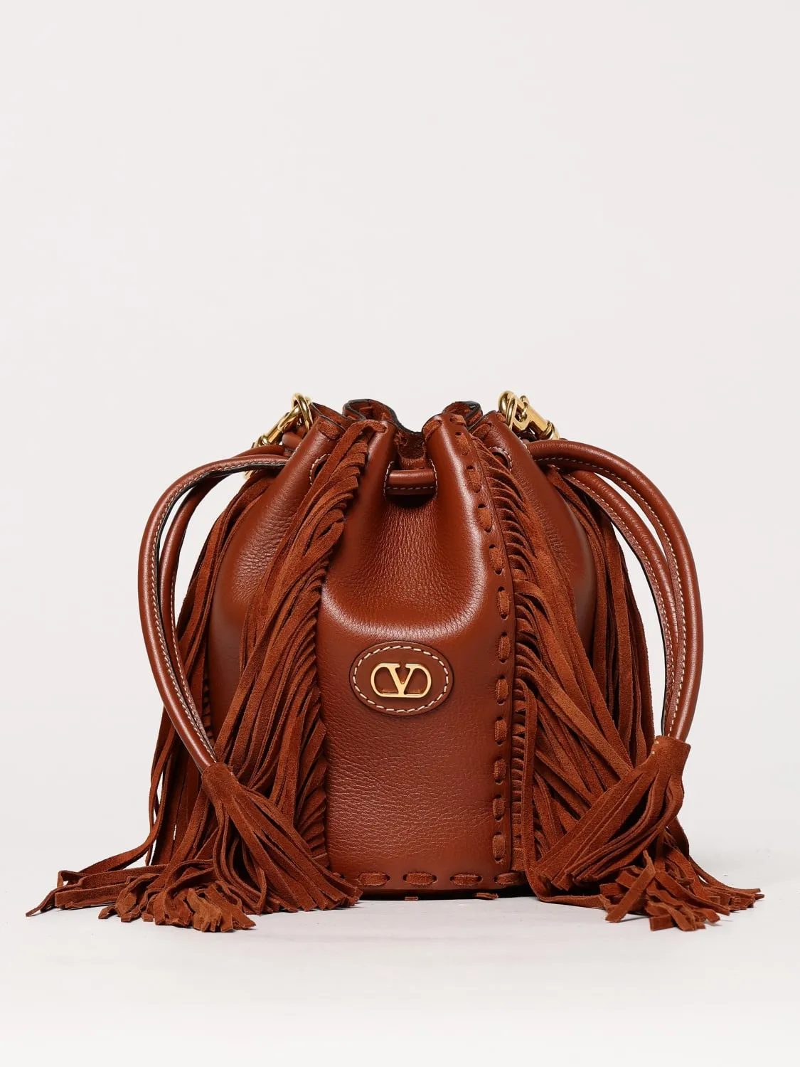 Borsa VLogo Signature Valentino Garavani in pelle con frange