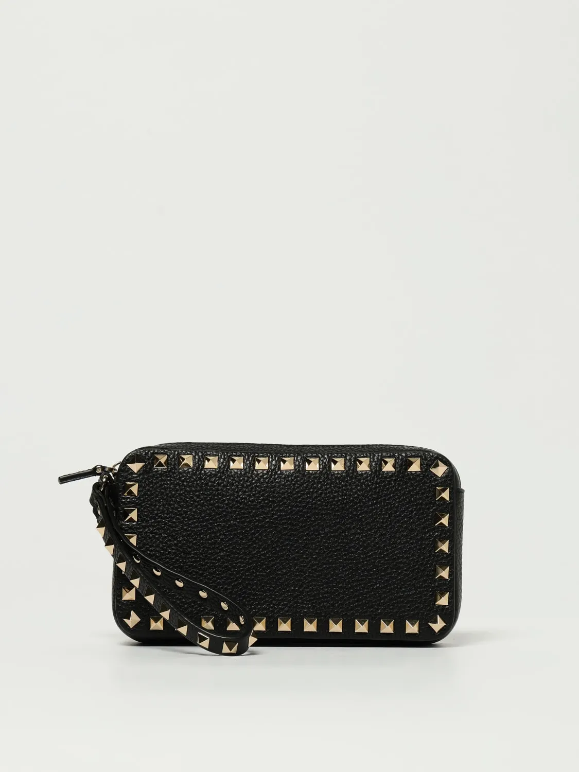 Clutch Rockstud Valentino Garavani in pelle a grana