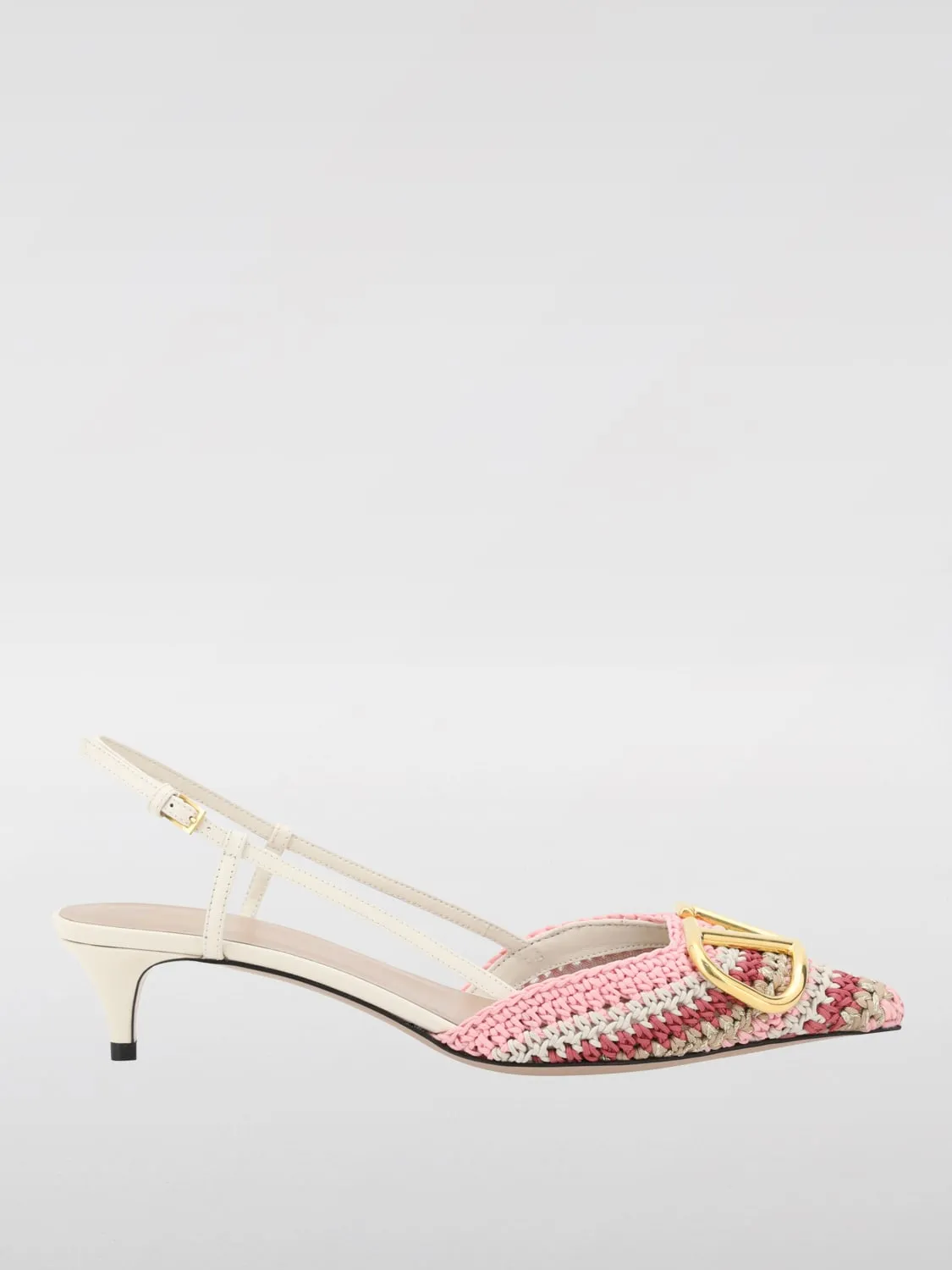 Slingback VLogo Signature Valentino Garavani in viscosa crochet e pelle