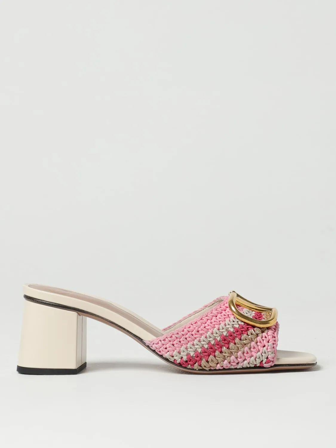 Mules VLogo Signature Valentino Garavani in pelle e tessuto intrecciato