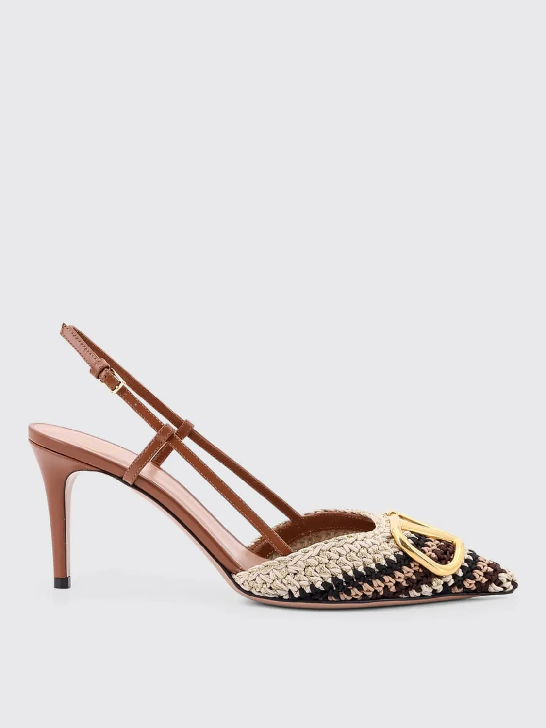 Slingback VLogo Signature Valentino Garavani in pelle e tessuto crochet