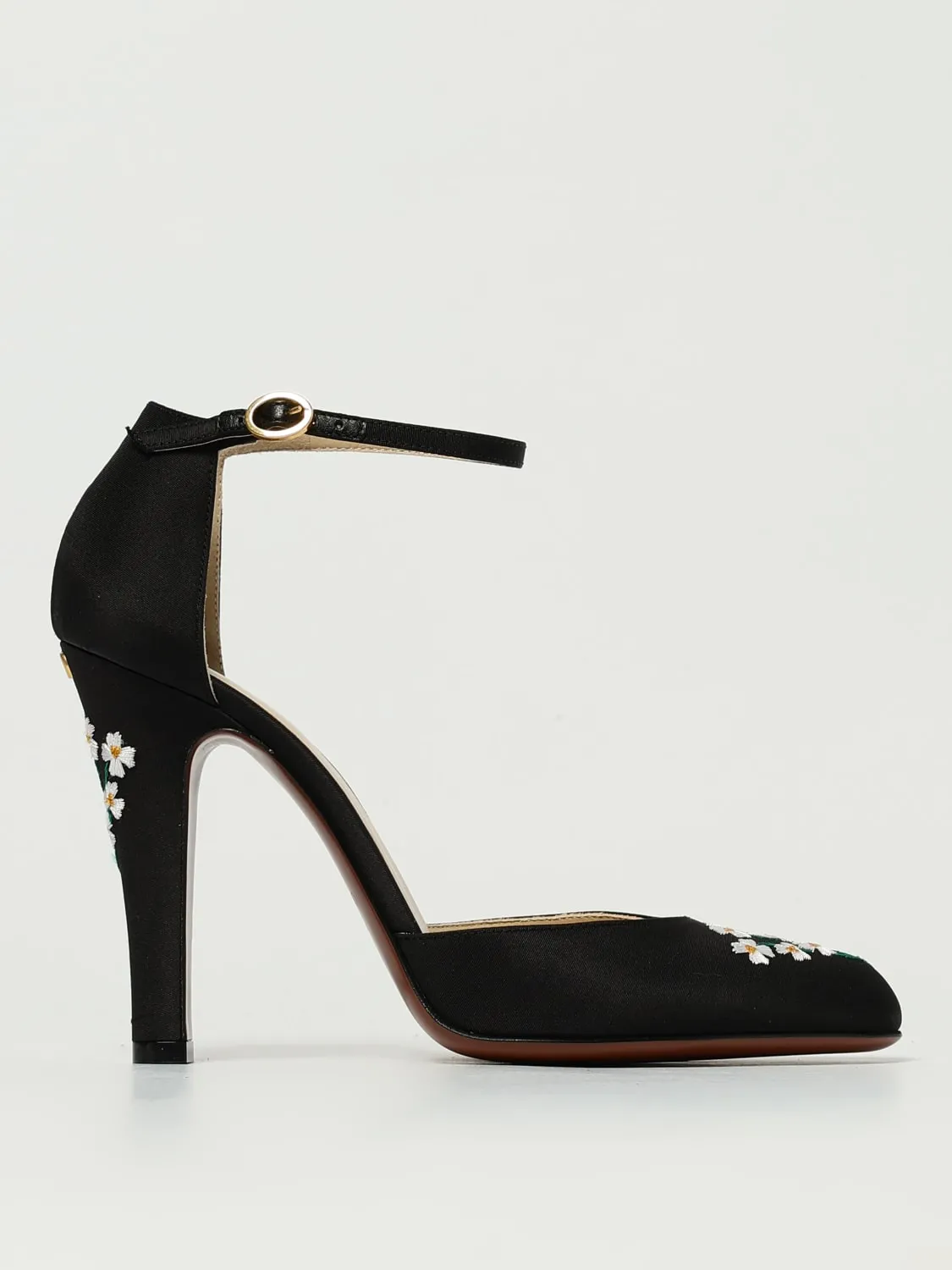 Pump Hi Dolly Valentino Garavani in raso con ricami floreali