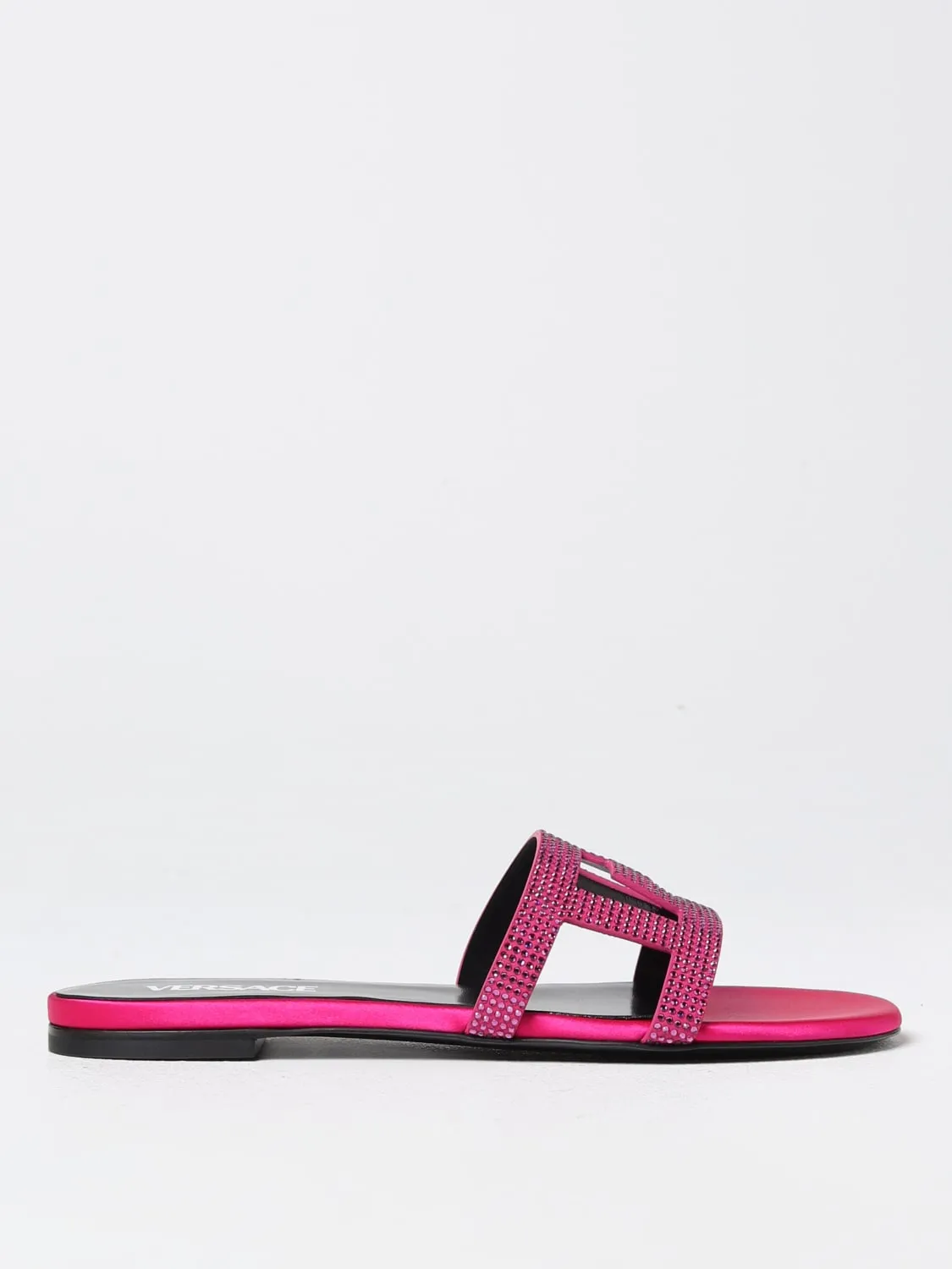 Sliders Versace in raso e suede