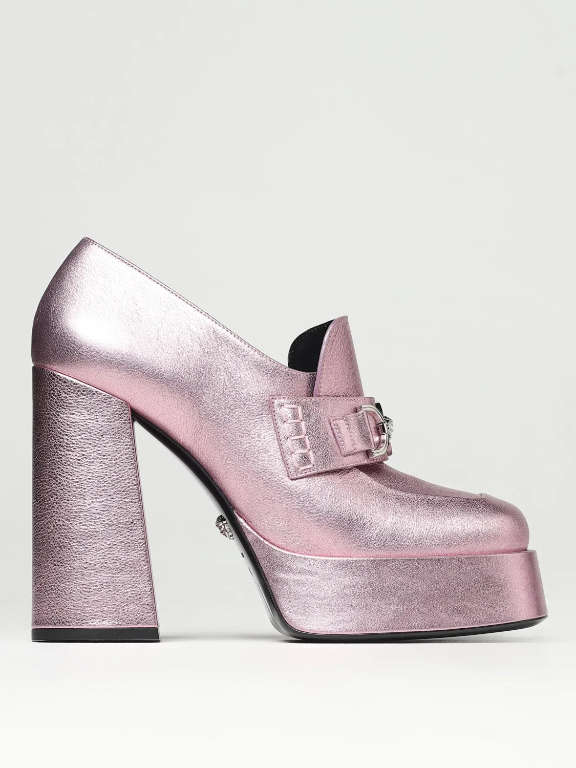 Pump Medusa '95 Versace in pelle laminata a micro grana