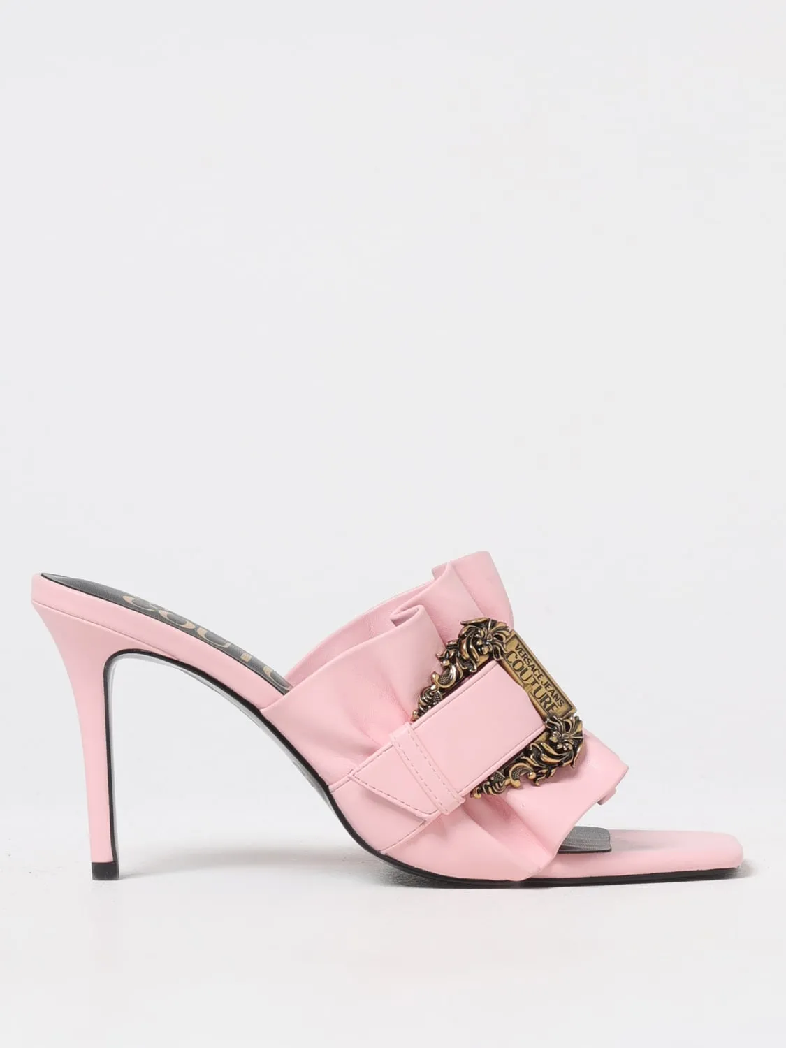 Mules Emily Versace Jeans Couture in pelle sintetica con fibbia Baroque