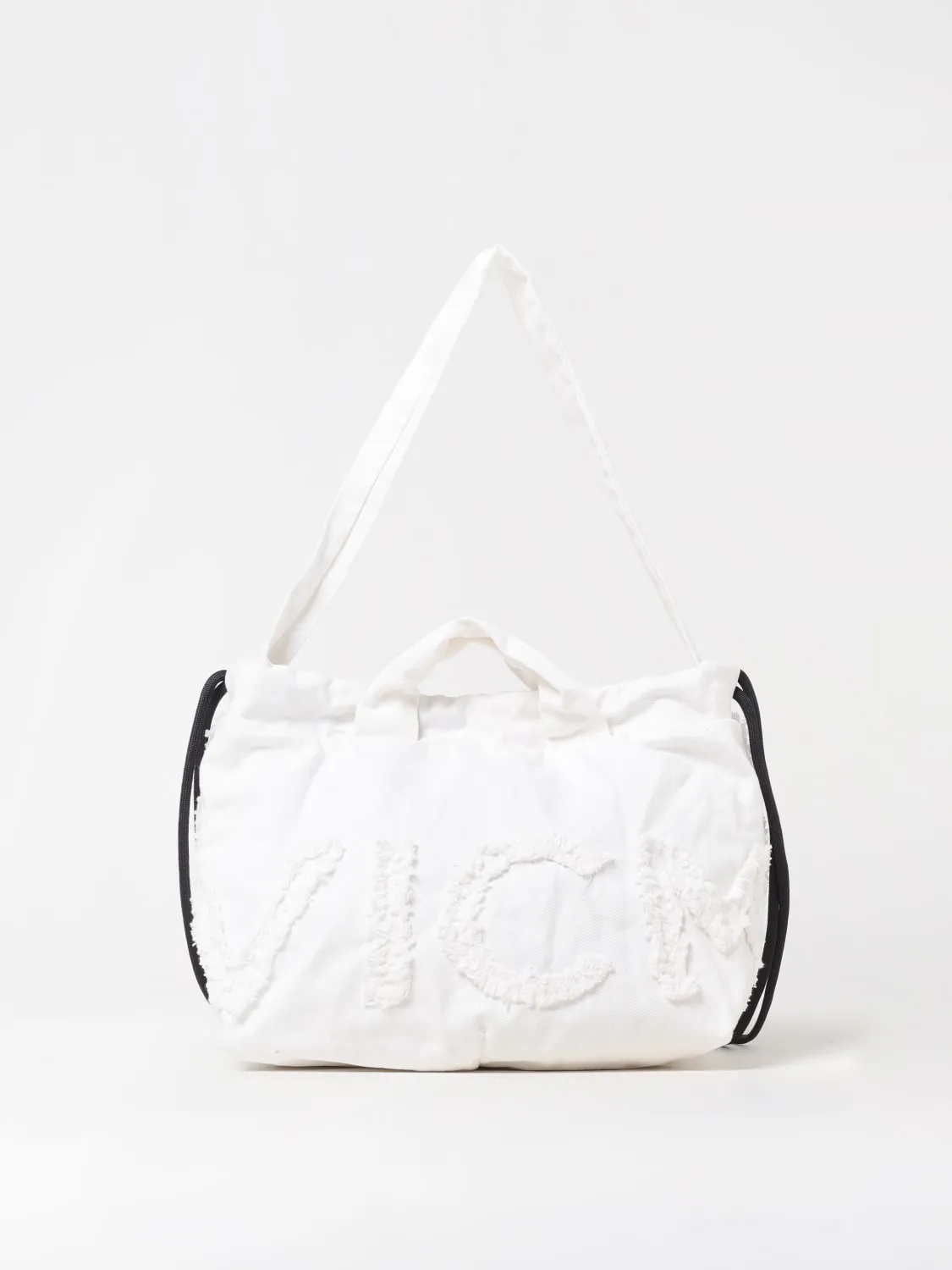 Borsa a spalla Vic Matiè trasformabile in canvas con logo sfrangiato